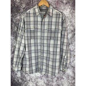 DKNY Black white Purple Plaid button Down Dress Shirt Mens Medium